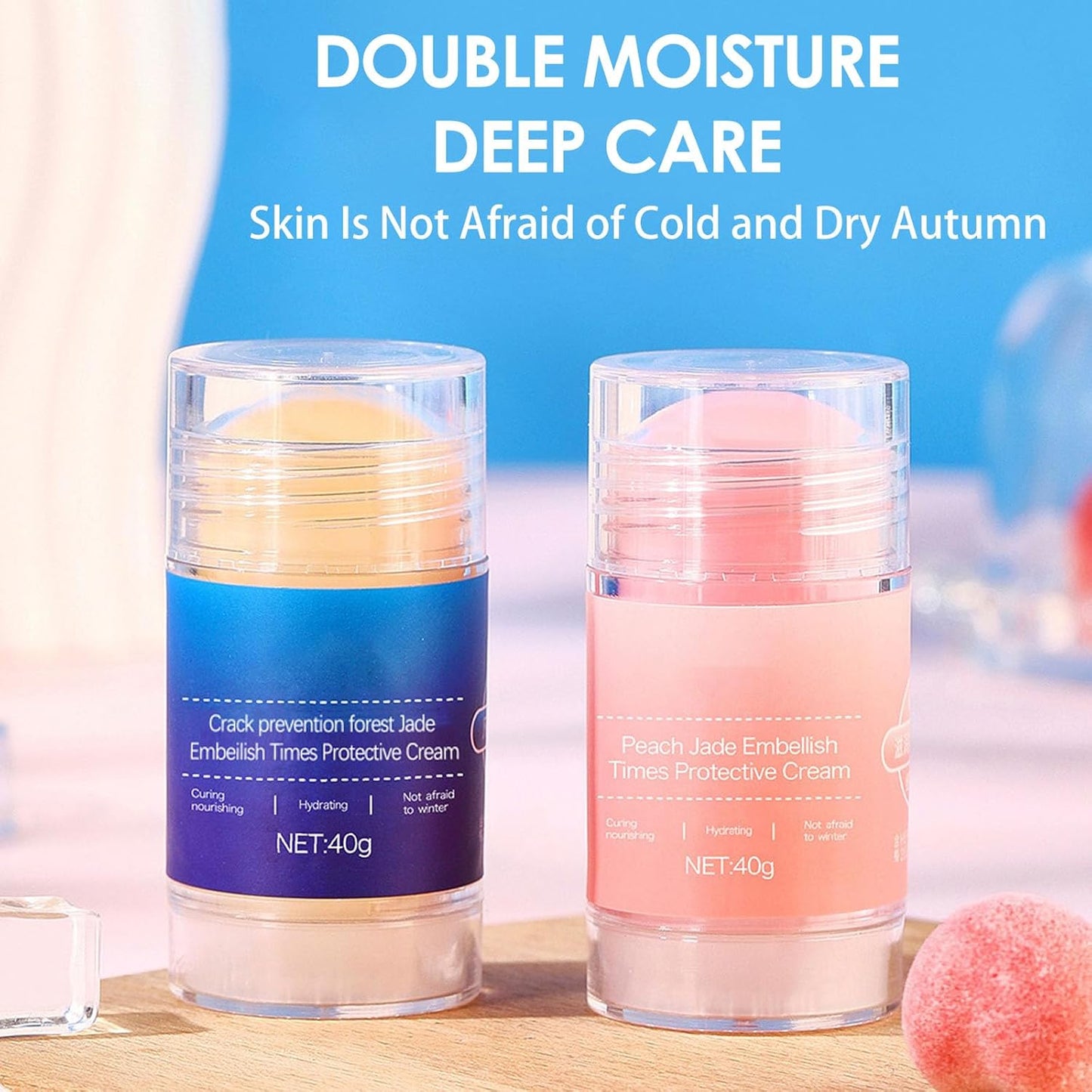 Crack Feet Prevention Stick 2PCS - Foot Care Cream Heel Balm for Dry Cracked Feet, Remove Dead Skin and Moisturize Dry Skin for Face, Knees, Elbows, Hands (2pcs, Citrus + Peach)