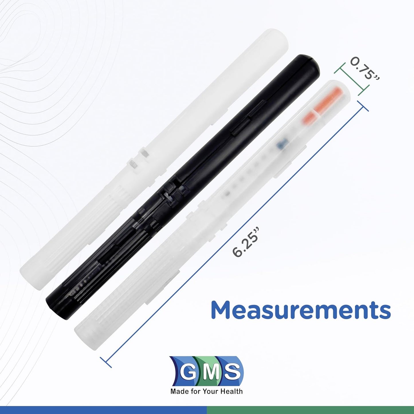 GMS 60 Unit Syringe Case - Holds New, Prefilled & Used Syringes with Needles - Small & Discreet - Ideal for Travel - Sharps Container - 2 Pack - Black