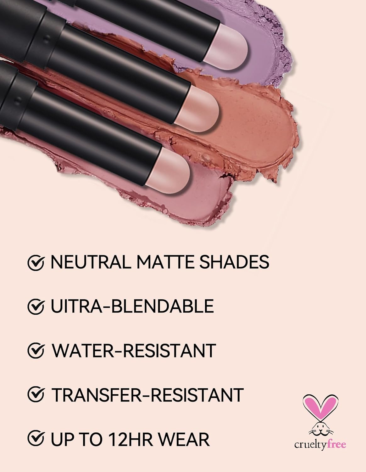 Erinde Waterproof Cream Eyeshadow Stick, Matte Nude Eye Shadow Sticks, Longwear Blendable High Pigmented, Neutral Eye Shadow Sticks Matte for Older Eyes, Smokey Eyeshadow Pencil Crayon, 17 Mauve