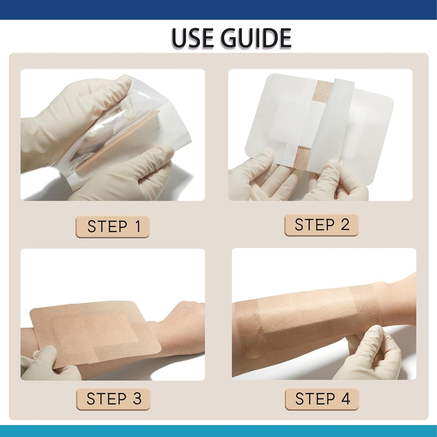 4"X8" 25 PCS Extra Large Sterile Nude Island Dressing Bandage for Wound - Self-Adhesive Boarded Gauze Pads - Latex Free - Medical Grade (Nude, 4"X8"-25PCS)