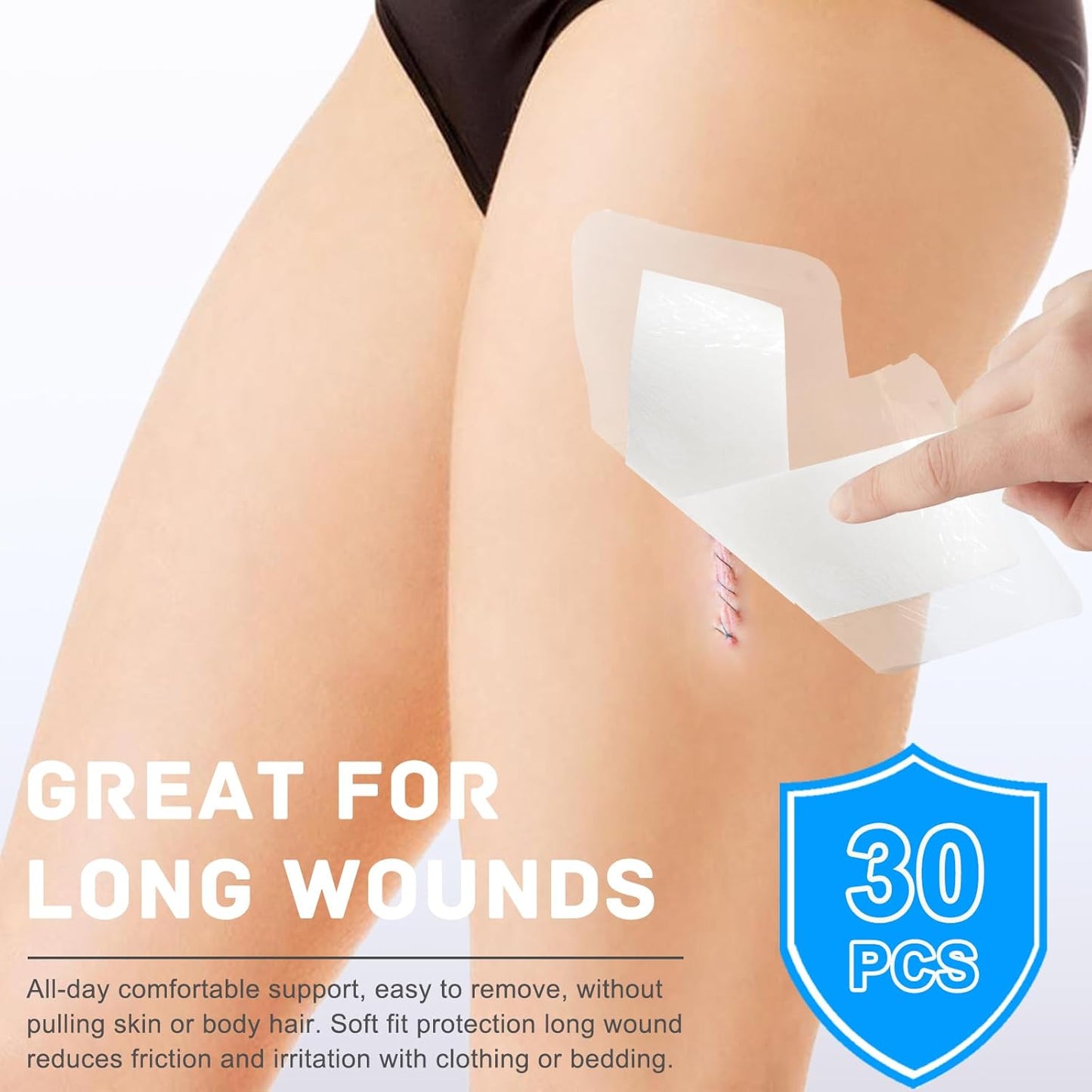 30 Pack 4"x 8" Waterproof Adhesive Island Dressing for Post-Surgery Recovery | Sterile Bordered Gauze Bandages with Non-Stick Pad for Knee/Hip Replacement, Surgical Incision Care & Shower Protection