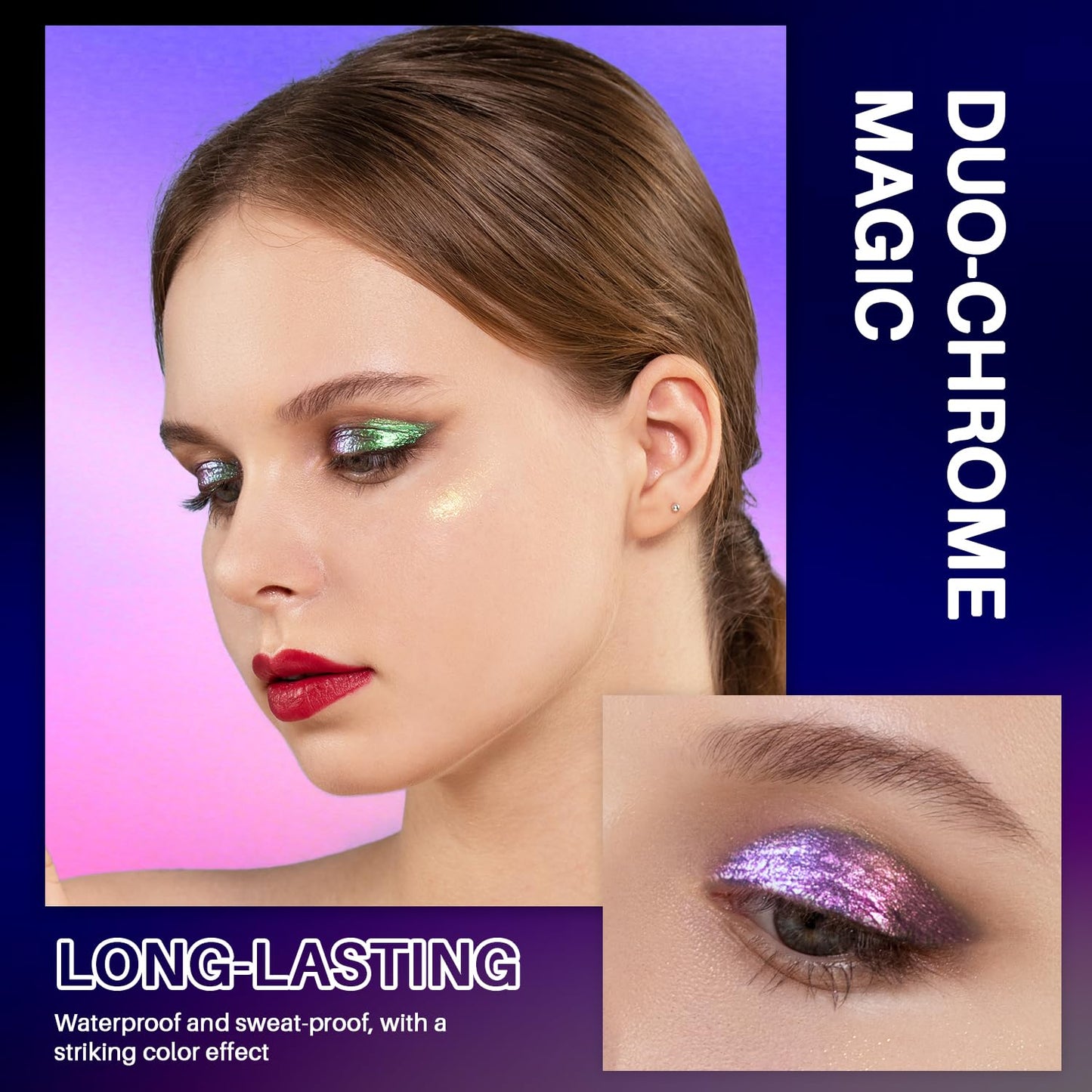 CHARMACY Liquid Duochrome Eyeshadow, Multi-Dimensional Eye Looks, Long Lasting Glitter Eye Shadow Sets Metallic Pigments, Quick Drying, Sparkling Shiny Eye Makeup for Beginners, 1.6g (#14)