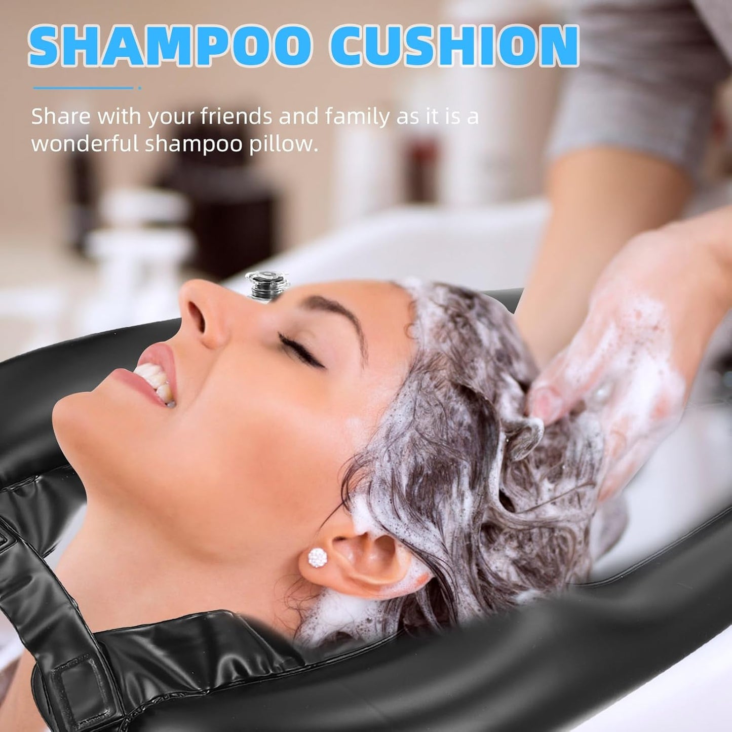 1pc Inflatable Shampoo Head Pad Shampoo Neck Rest Hair Washing Basin Blow up Washing Head Basin Tub Pillow for Bath Portable Shampoo Cushion Bath Tub Pillow Spa Pvc Tray Elder