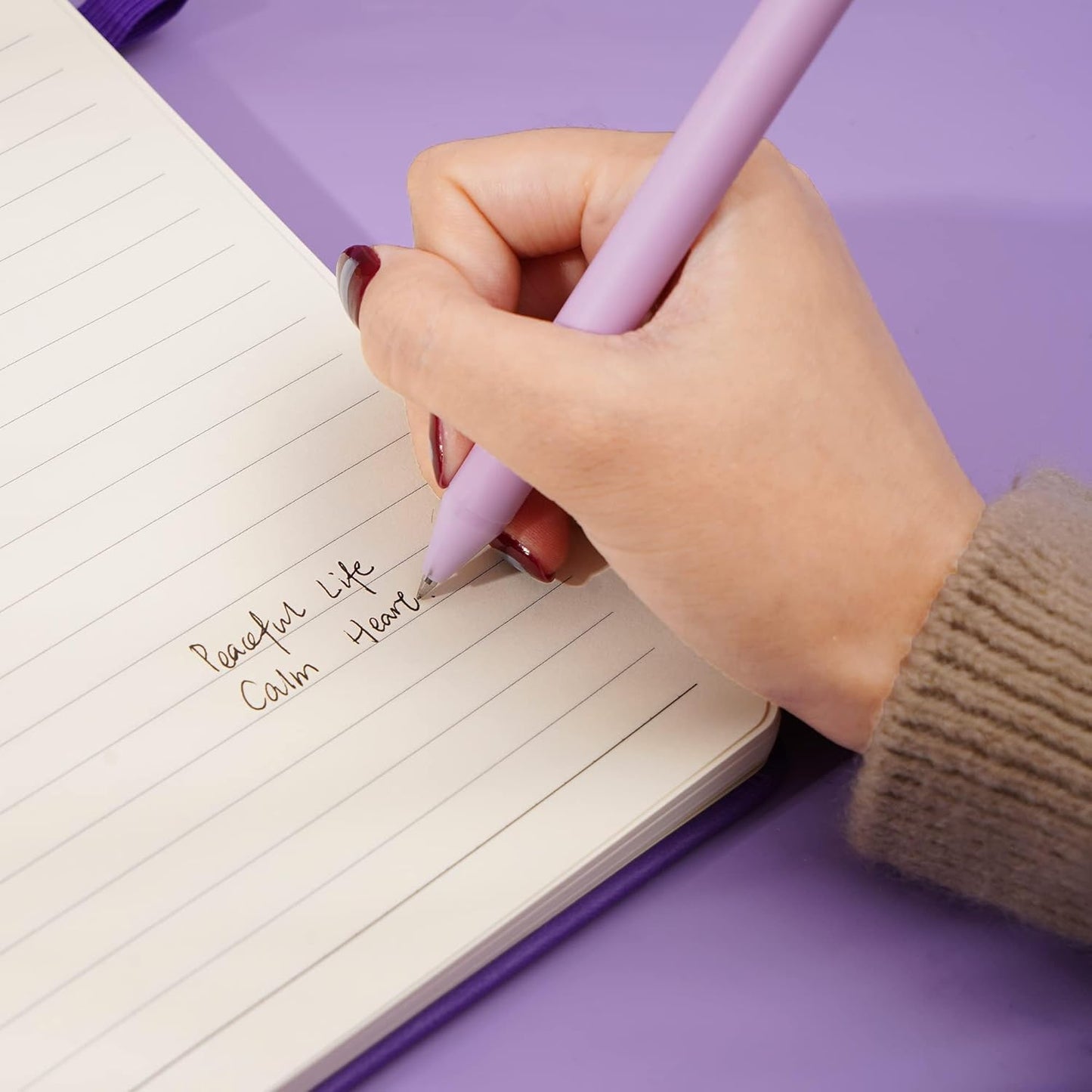 CAGIE Lined Journal Notebook for Work, Hardcover Notebook Journal with Pen Loop, A5 Notebook Journal Cover, Medium 5.7" x 8.3", (Purple Ruled), Gifts