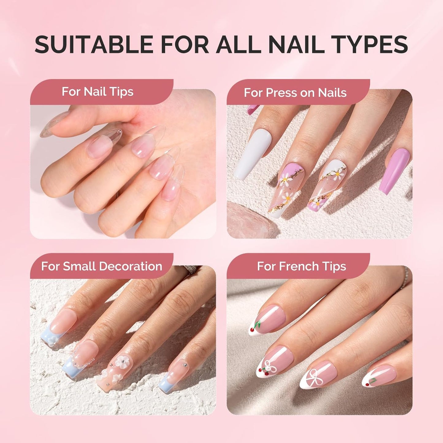 MelodySusie Nail Glue for Press on Nails Acrylic Nail Tips Quick-Drying Super Strong Long Lasting Adhesive for Fake Nails No UV Lamp Needed with Easy Application 10ml