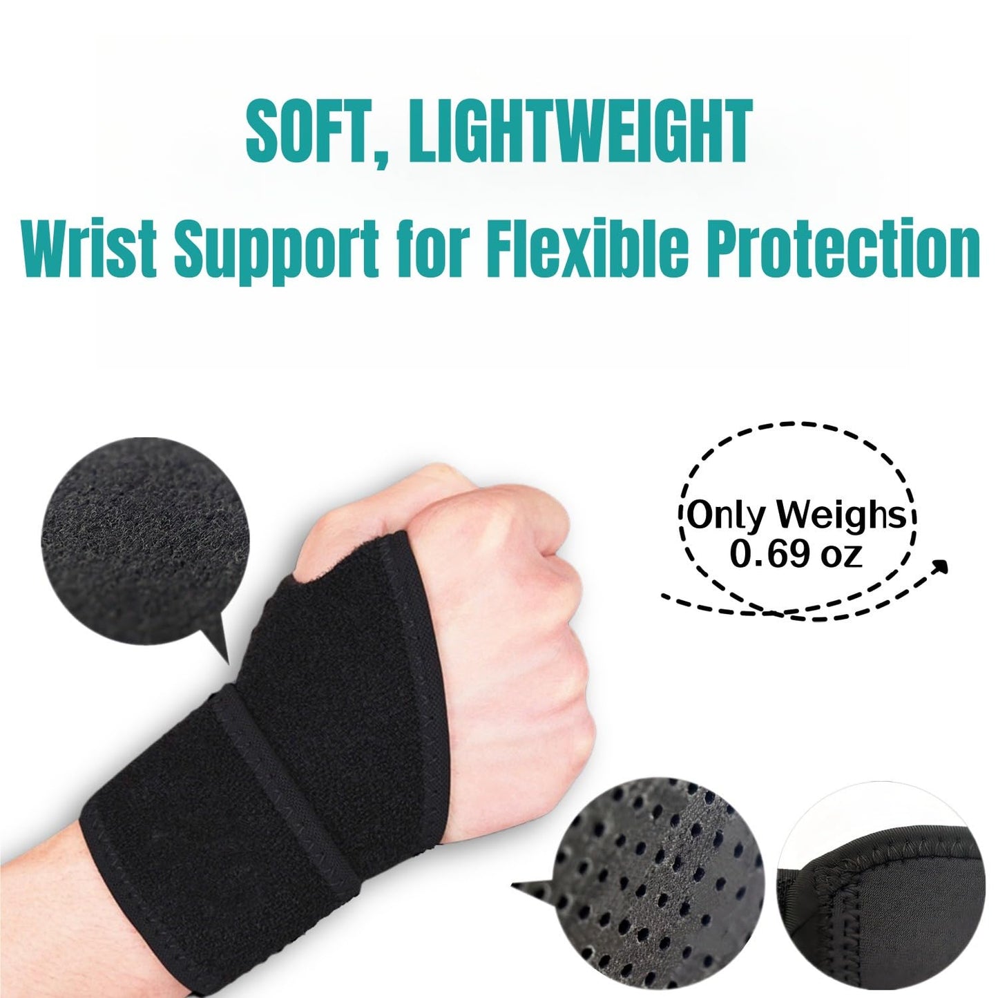 2 Pack Wrist Braces - Wrist Wraps for Carpal Tunnel, Arthritis, and Tendinitis Pain Relief - Fits Both Right and Left Hands - Compression and Support for Fitness Enthusiasts