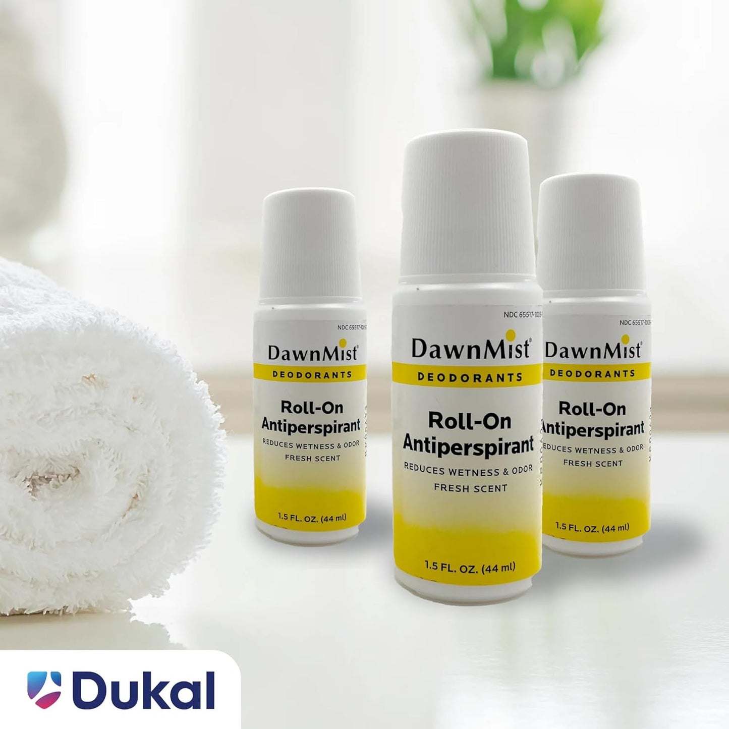 Dukal RD15 DawnMist Roll On Antiperspirant & Deodorant, Fresh Scent, Travel Size, 1.5oz, 3 pack