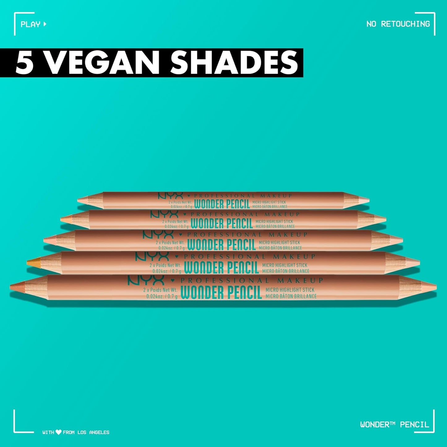 NYX PROFESSIONAL MAKEUP Wonder Pencil, Multi-Use Micro Highlighter & Concealer Stick - Deep (Pack of 2)