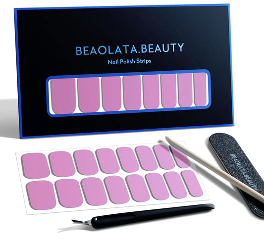 Nail Polish Strips, 32PCS Salon Quality Wraps, Long Lasting Gel Nail Stickers for Women Easy Apply& Remove (Violet Petal Purple)