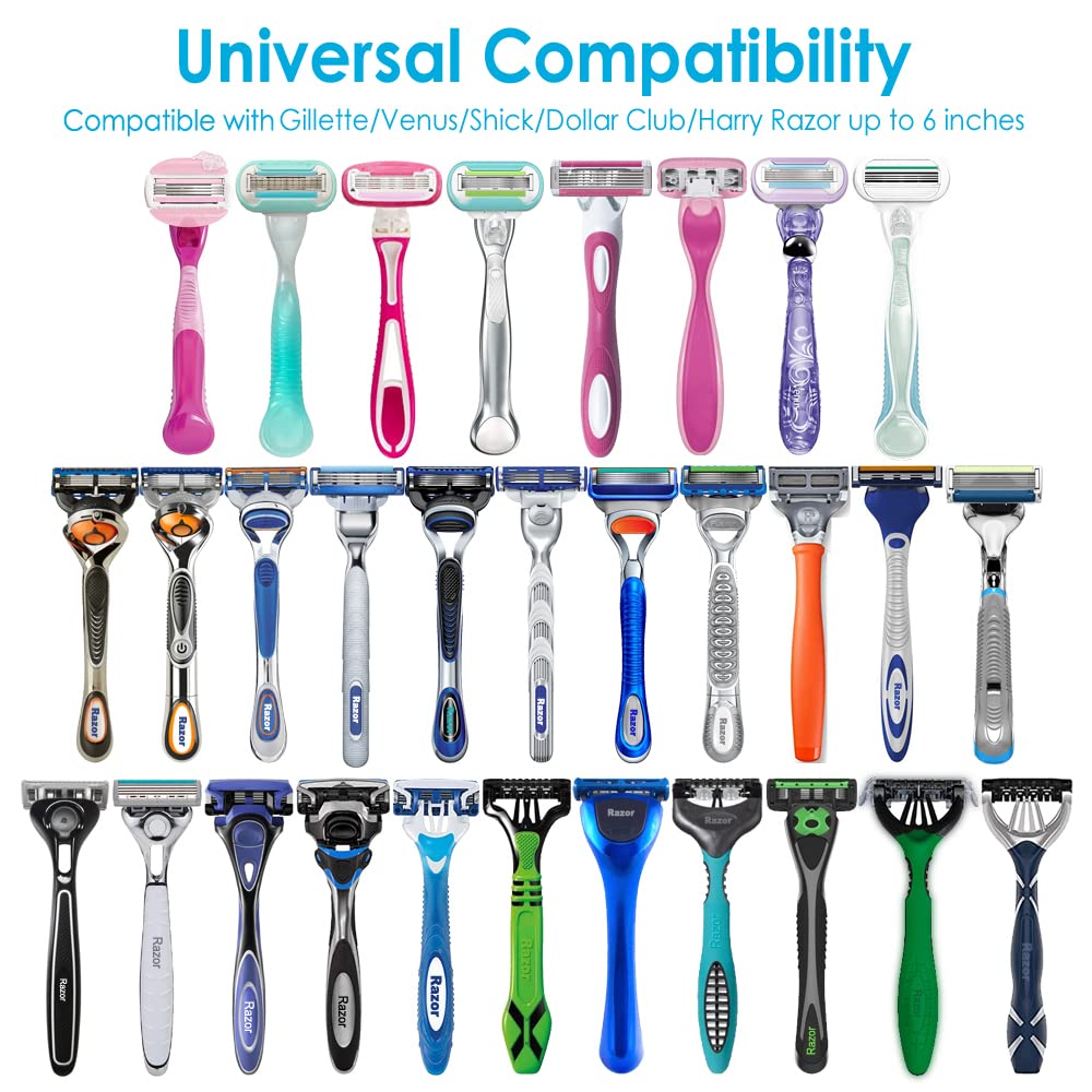 Hard EVA Razor Travel Case Compatible with Gillette Men's Razor - Mesh Pocket for 2 Razor Blades + Lightweight Carrying Handle + Durable Zipper (Only Case) (Blue)