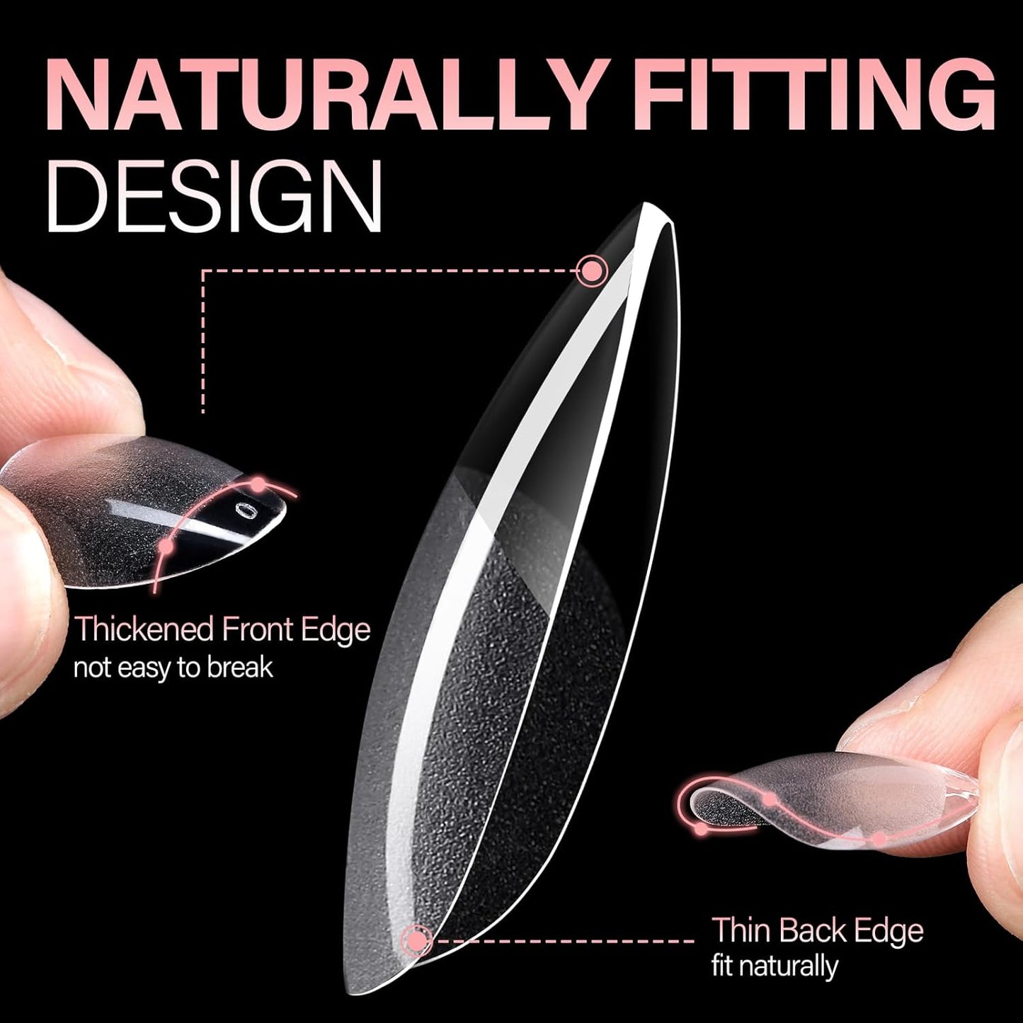 AILLSA Short Almond Nail Tips Pre-Shaped Acrylic Nail Tips Half Matte Full Cover Nails Tips Clear Gelly Press on Flase Tip Nail for Extension Nail Manicure Home DIY 240PCS 15Sizes