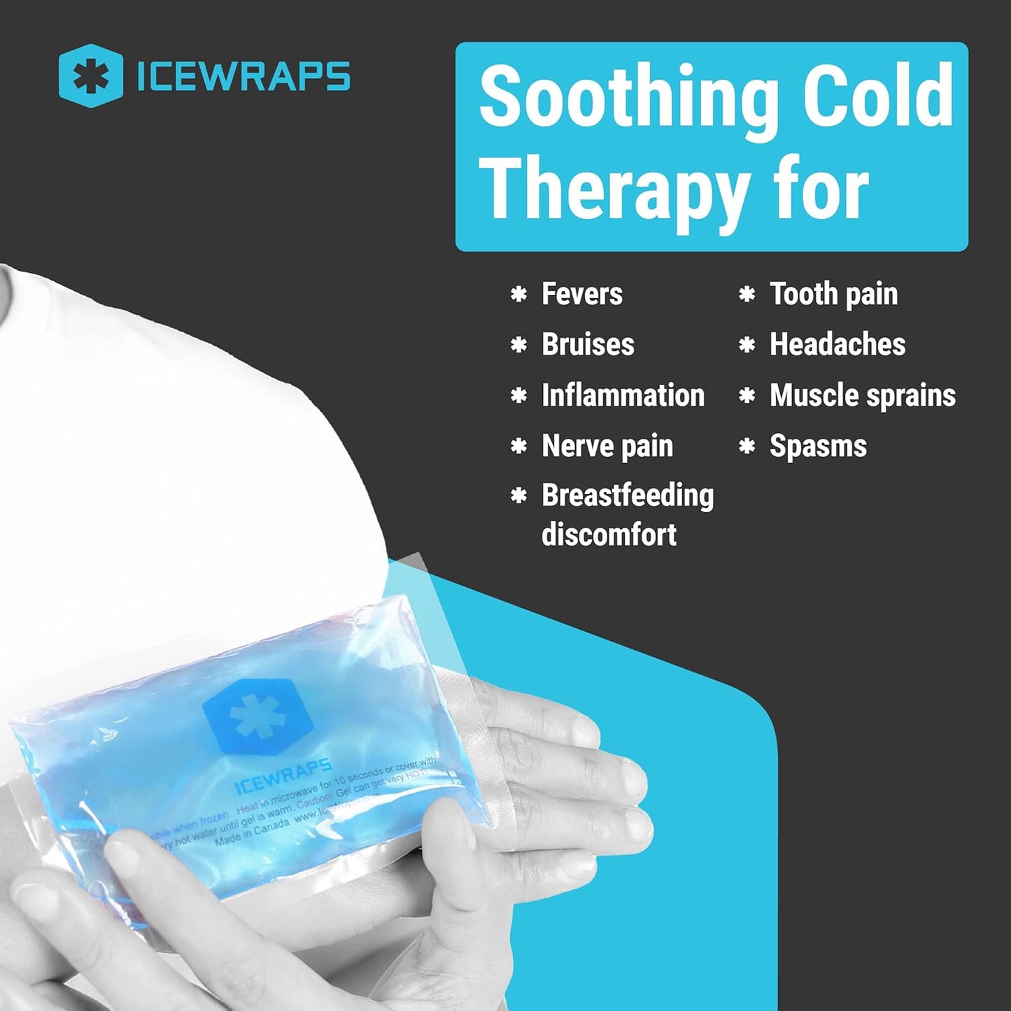 ICEWRAPS Hot & Cold Ice Packs - 3 x 5 in. Soft Gel Ice Packs – Reusable for Injuries Headaches, Joints, Fevers, & More – Made of Pro-Grade, Puncture-Proof Material (60 Packs)