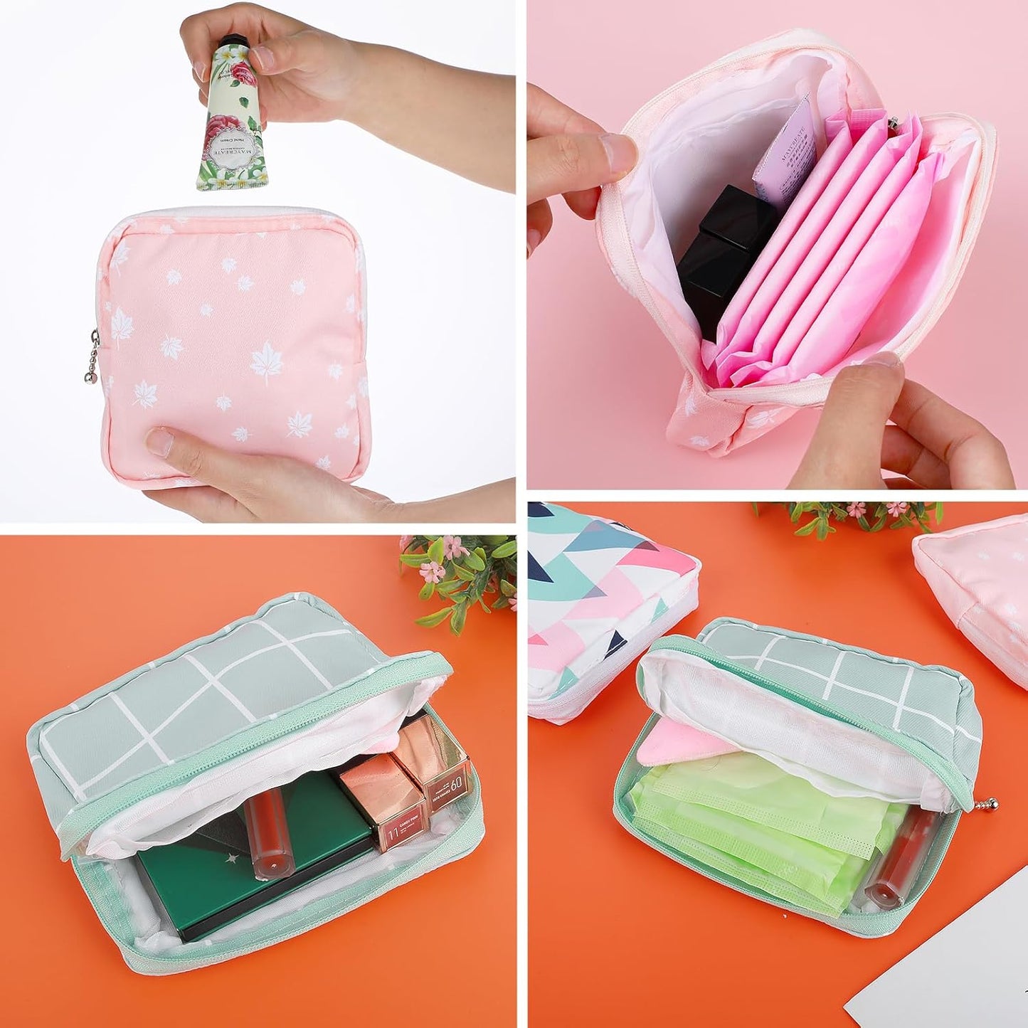 3Pcs Sanitary Napkin Storage Pouch, Cotton Menstrual Cup Holder, Portable Period Kit Bag for Women & Teen Girls