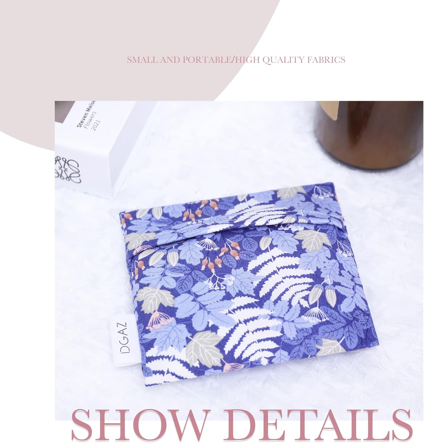 DGAZ Sanitary Napkin Storage Bag, Period Bag for Teen Aged Girls, Portable Period Bag for Panty Liners/Menstrual Cup/Small Tampons，Mini Makeup Bag for Purse(Austere Blue)