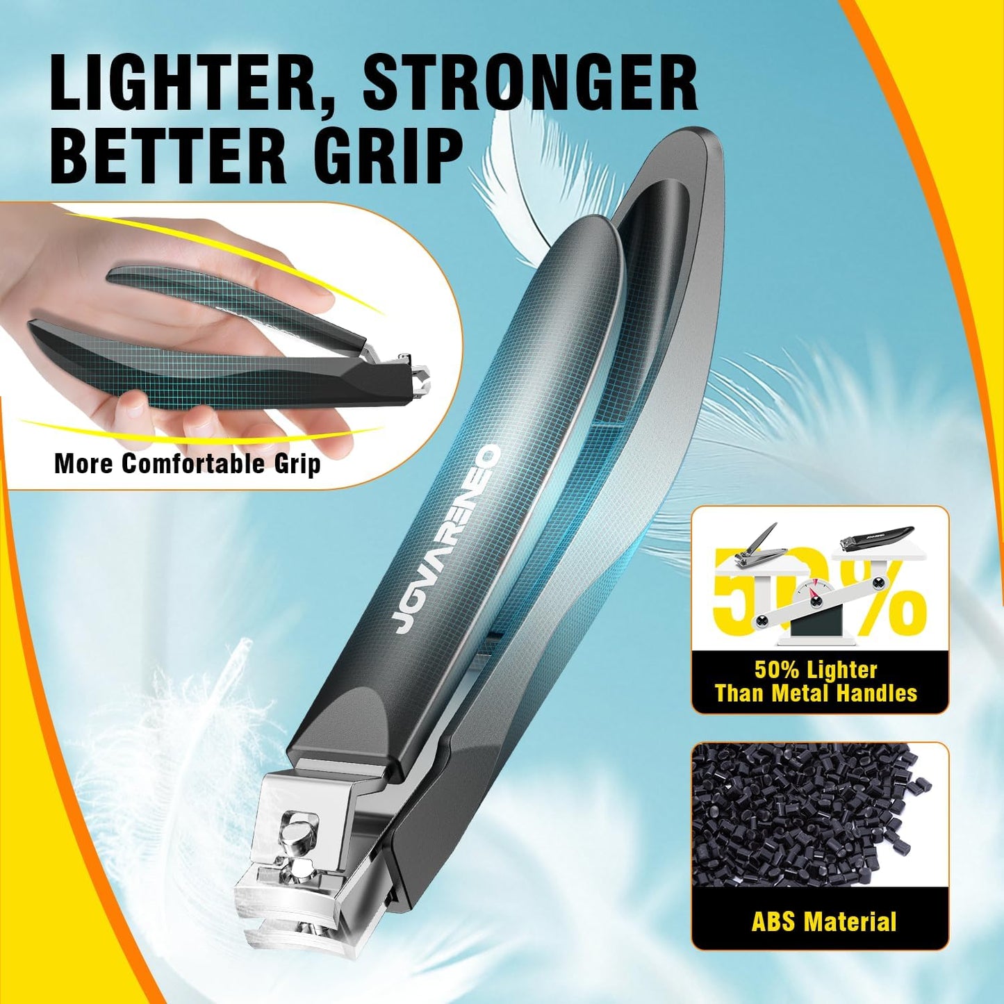 Nail Clippers for Men with Catcher, Anti Splash Self-Collecting Finger Nail Clippers Adult with Ergonomics Long Handle, Heavy Duty Large Toenail Clippers for Thick Nails for Seniors Nail Cutter