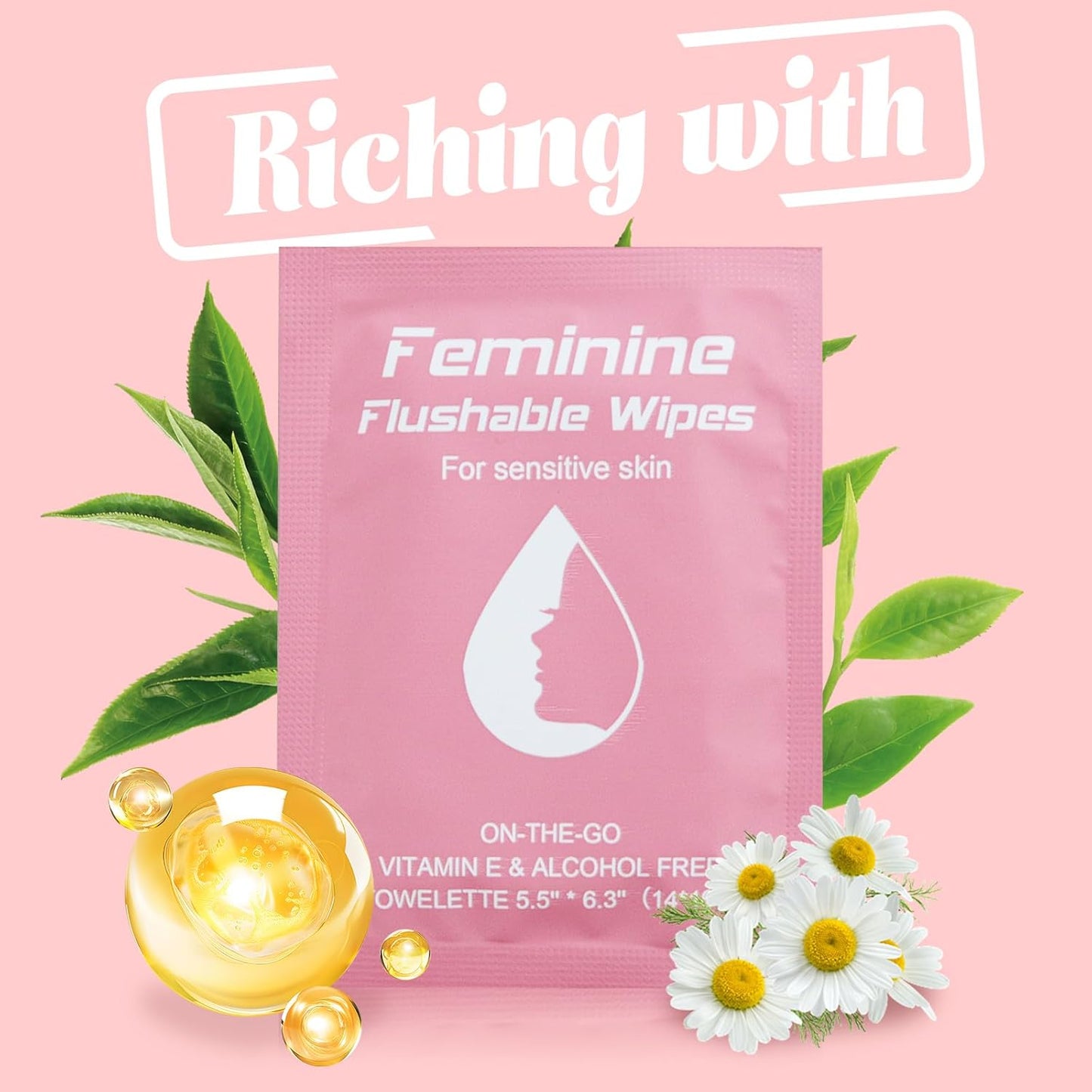 400 Feminine Wipes Flushable Travel Individually Wrapped,Travel Wipes for Women,Feminine Care Wet Wipes Travel Size Vaginal Wipes for Adult, Girl and Homeless