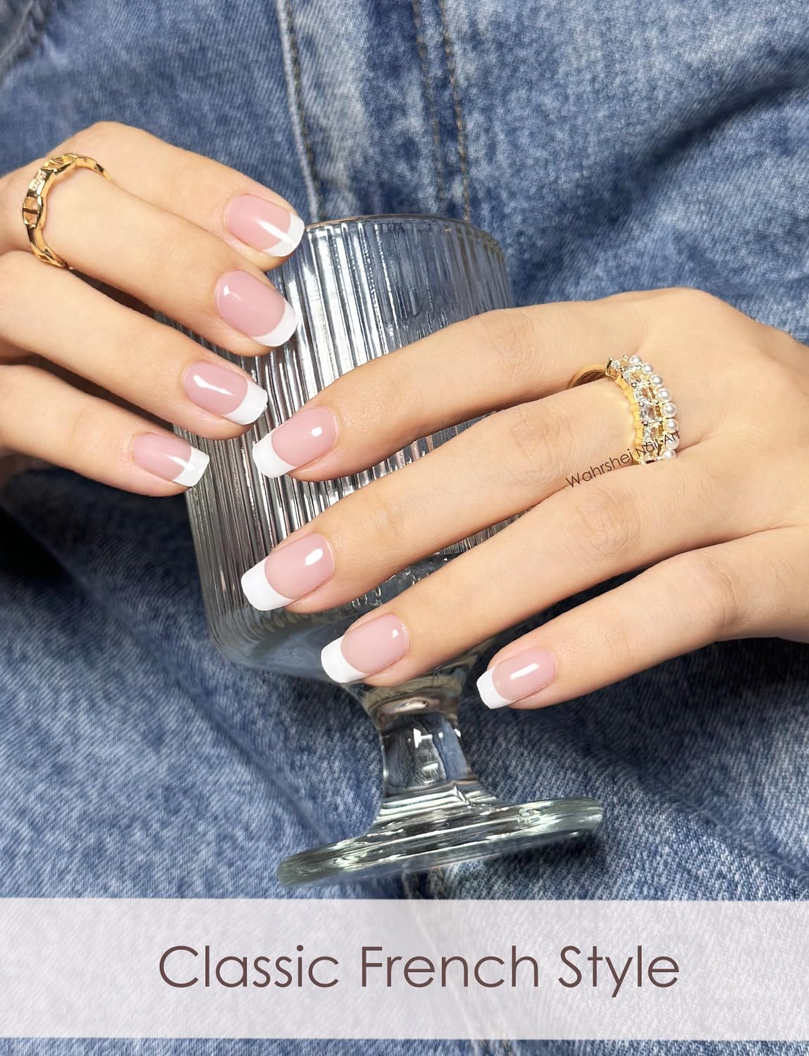 Semi Cured Gel Nail Strips | Classic French 20pcs Semi Cured Gel Nails Sticker | Gel Nail Wraps UV for Home Nails DIY (Nude Transparent)