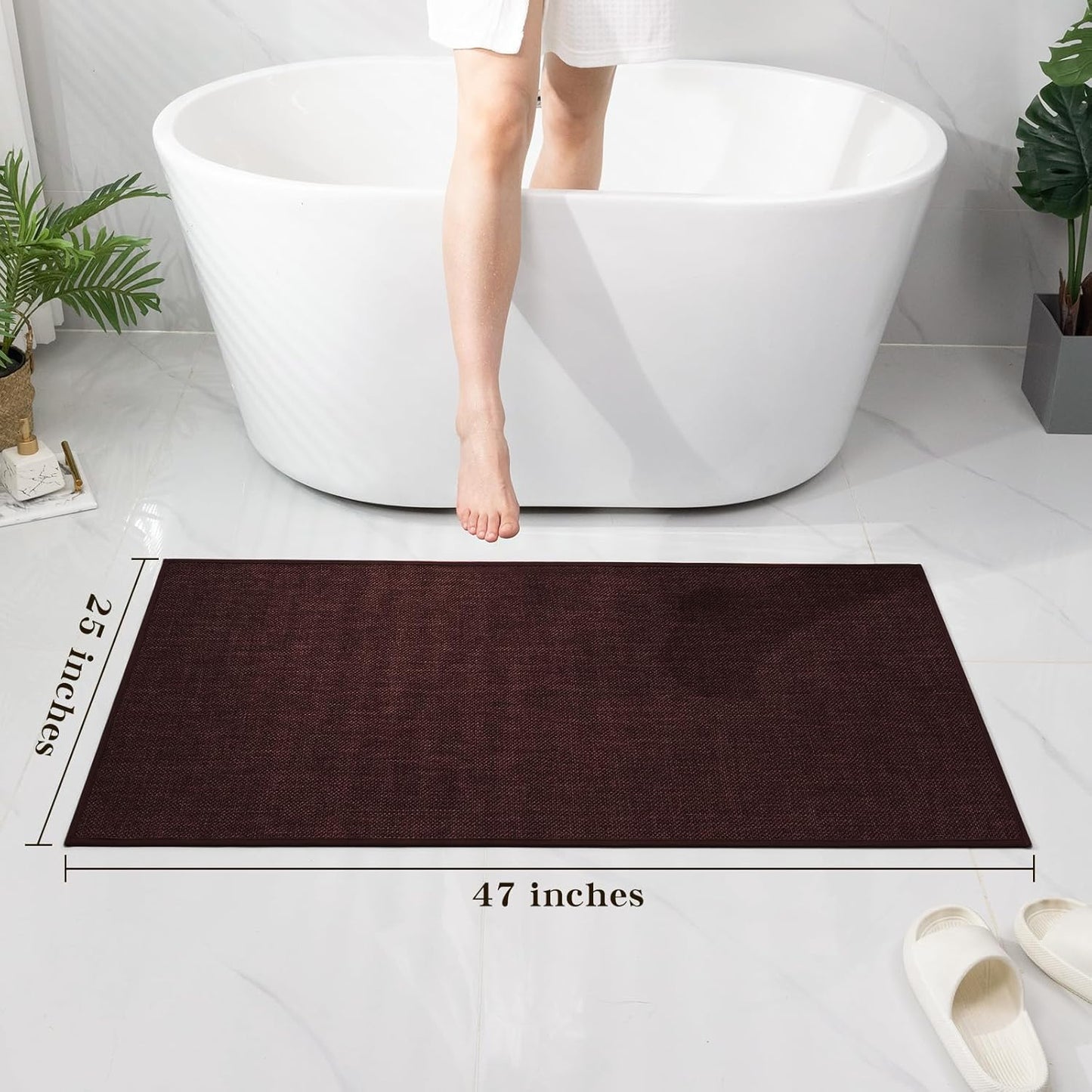 chakme Bathroom Rugs Mat 47x24, Ultra Thin Non Slip Bath Mat Large Quick Dry Absorbent Bath Mat for Bathroom Floor, (Dark Purple, 47"x24")