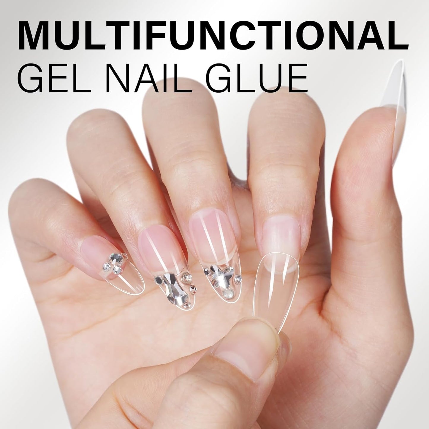 AILLSA Gel Nail Glue for Nails Tips, Solid Super Strong Gel Glues 15g Professional Fake Acrylic Soft Nails Glue U V Lamp Curing Needed - Long Lasting 30 Days+