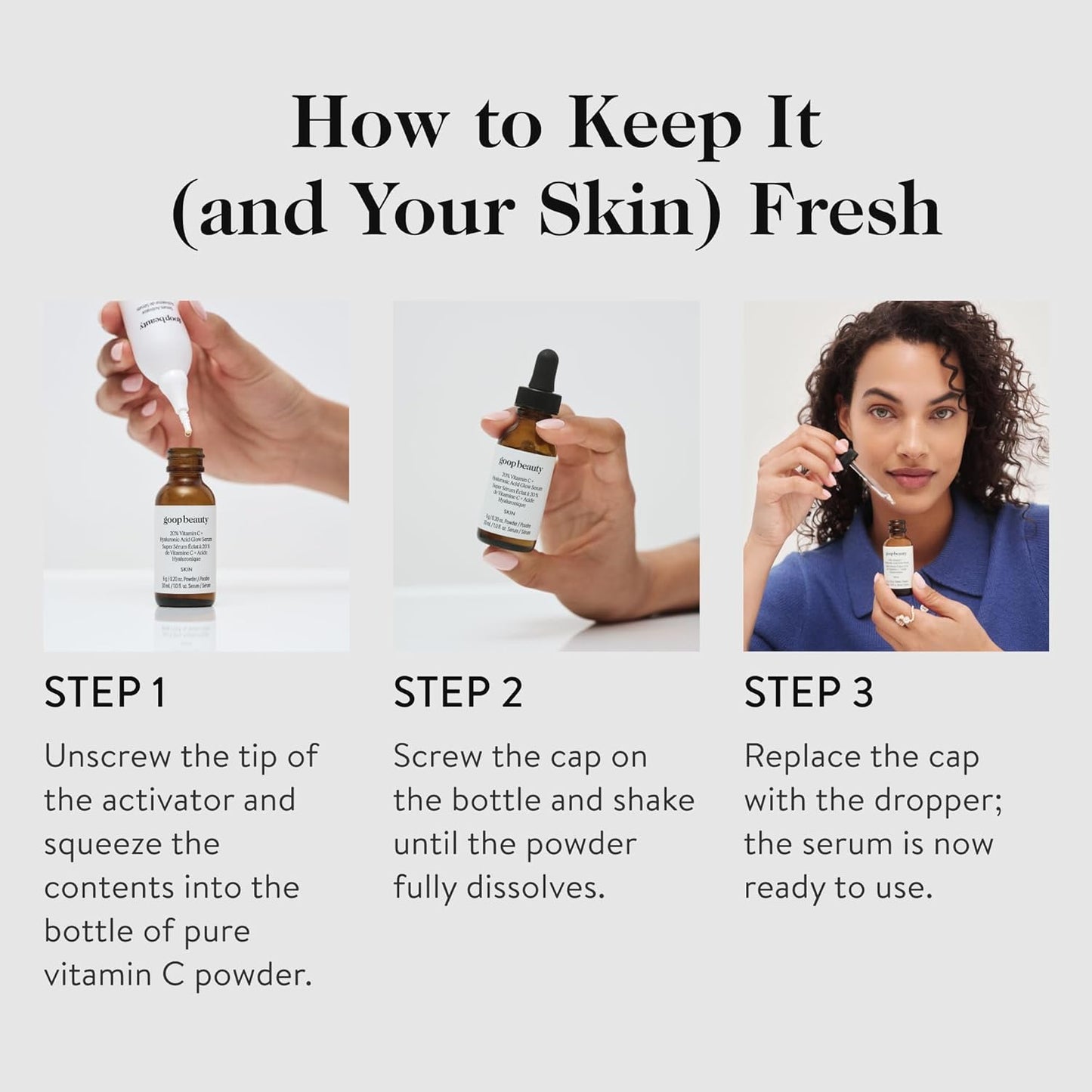 goop Beauty 20% Vitamin C + Hyaluronic Acid Serum | Improves Tone, Texture, & Hydration | L-ascorbic Acid and Hyaluronic Acid | Paraben and Silicone Free | 1 fl oz