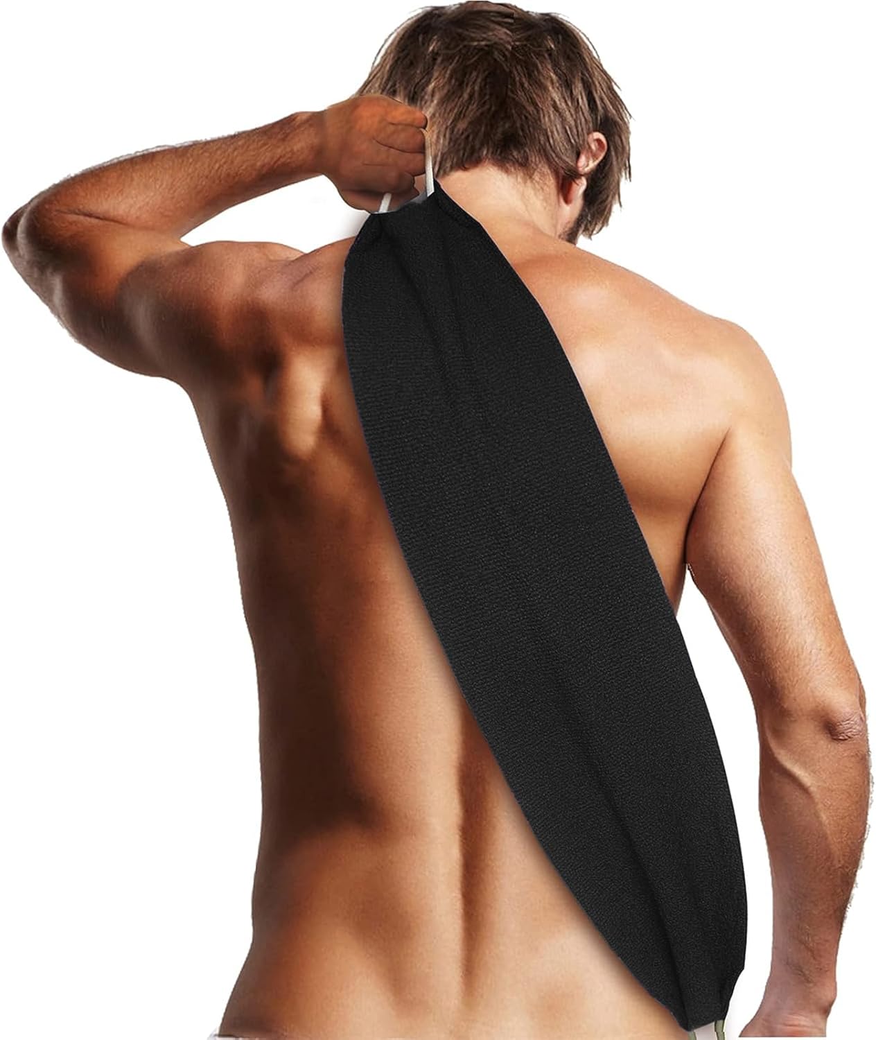 Evridwear Exfoliating Back Scrubber for Shower - Double-Sided Body Scrubber with Handles, Deep Clean, Massage & Exfoliate Back Washer for Men & Women, Invigorates Skin & Circulation (Black)