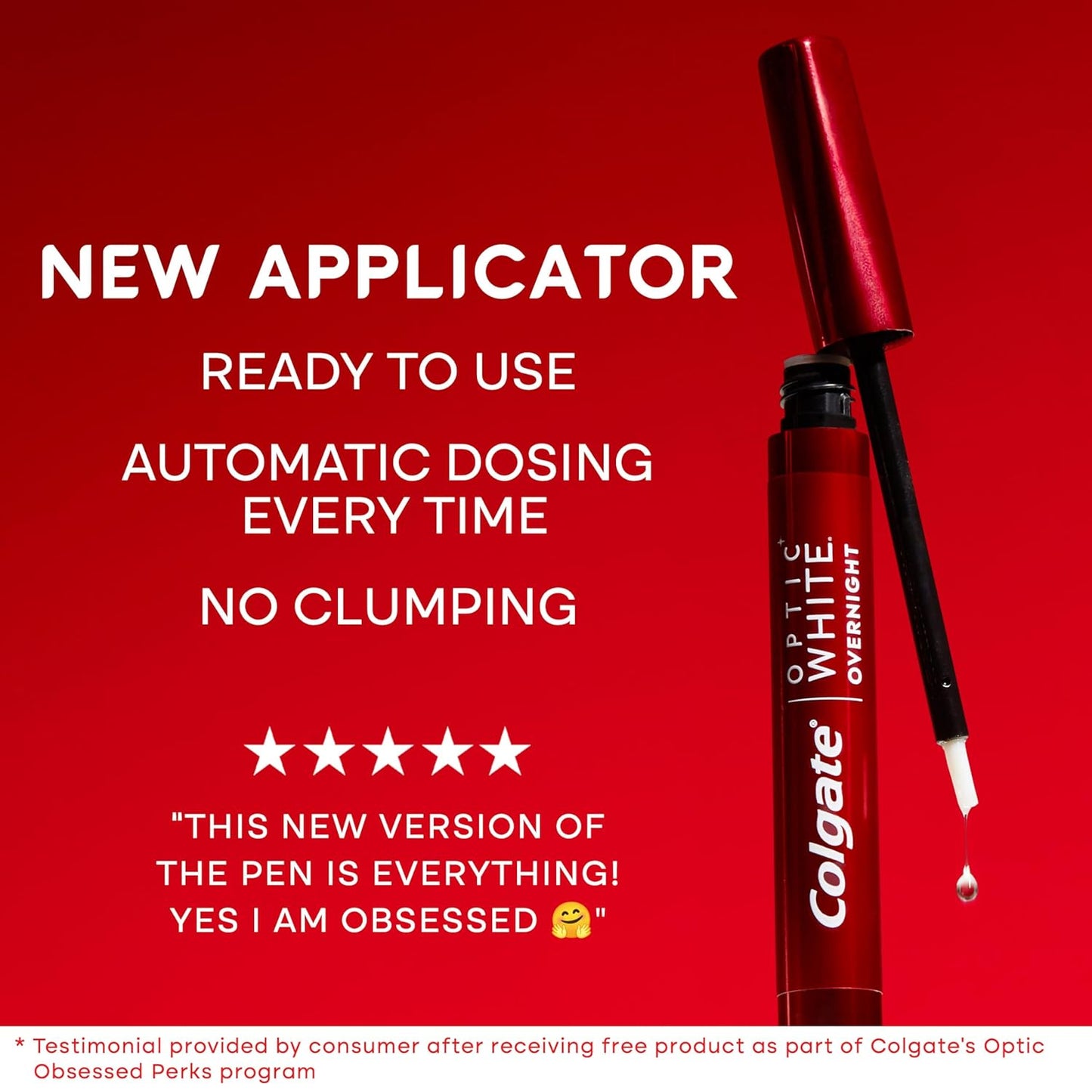 Colgate Optic White Overnight Teeth Whitening Pen, Hydrogen Peroxide Teeth Whitening Pen, Visibly Whiter Teeth in Just 1 Week When Used as Directed, 21 Whitening Treatments, 0.08 fl oz