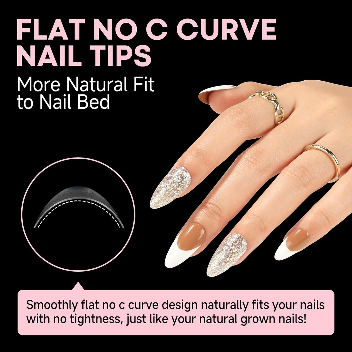 UNA GELLA Almond Nail Tips, 312PCS Half Cover Almond Shape Nail Tips Soft Gel Tips 12 Sizes Pre-shape Acrylic Clear False Nails with Handles for Press on Nails Extension DIY Home Salon