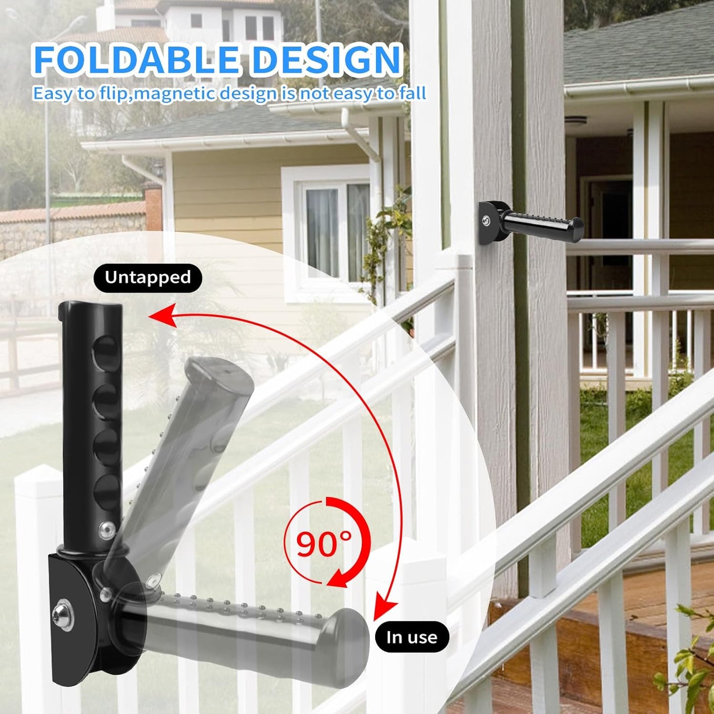 Flip Up Grab Bar for Doorway,Door Assistant Support Grip Handle,Wall Flip Assist Handle for Elderly,Supports Up to 300lbs (Black 1pcs)