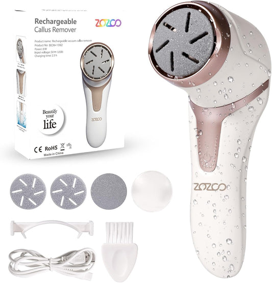 Electric Foot Callus Remover with Dander Vacuum, Rechargeable Waterproof 3 Roller & 2 Speeds Foot File,Professional Portable Pedicure Tool for Care of Dead Skin,Chapped,Callus,Cracks