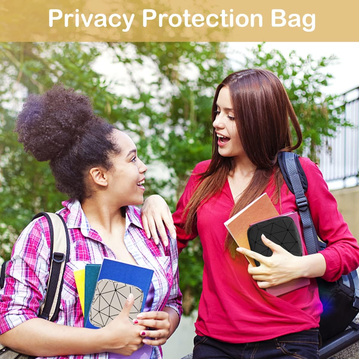 Desing Wish Sanitary Napkin Storage Bag, Menstrual Cup Pouch Nursing Pad Holder Tampon Bags Feminine Product Pouches Portable Period Kit Bag for Girls Women Ladies 2 Pack (Nude/Black)