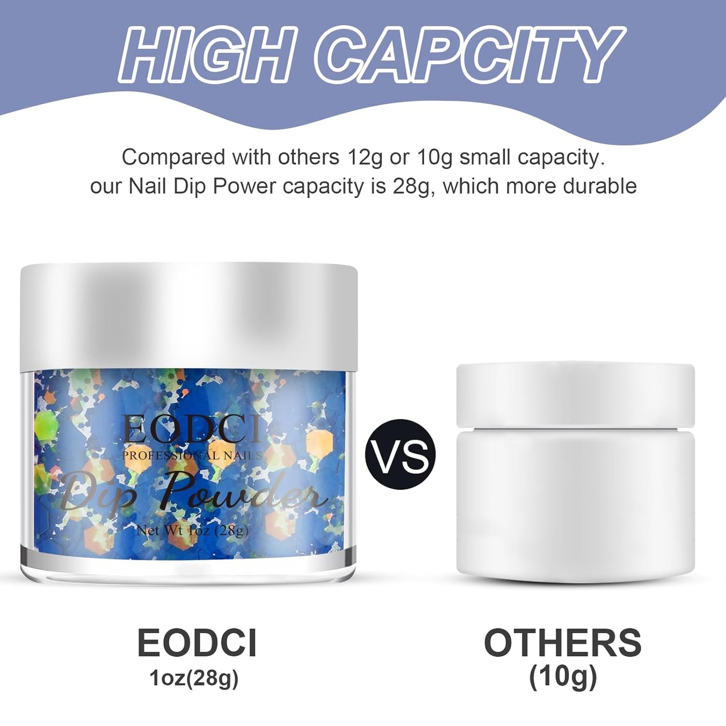 Dopamine Nail Dip Powder - Blue Glitter Hexagon Sequins Paillette Dip Powder Nails - Long-lasting, No UV Light Needed