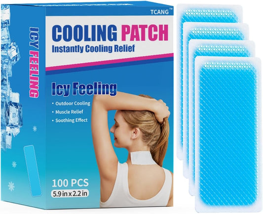 Instant Cooling Ice Packs for Outdoor Activities Summer Heat Relief - Large Disposable Cooling Patches for Neck Body, Camping Hiking Sports, Instant Temperature Drop 100 Pack