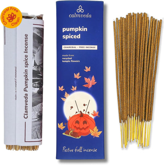 Winter Pumpkin Spice Incense Sticks - (80 Insenses) Charcoal Free,Made from Upcycled Flowers | Fall with Fruity-Spicy Aroma,Create Spooky Pagan Decor These Halloween