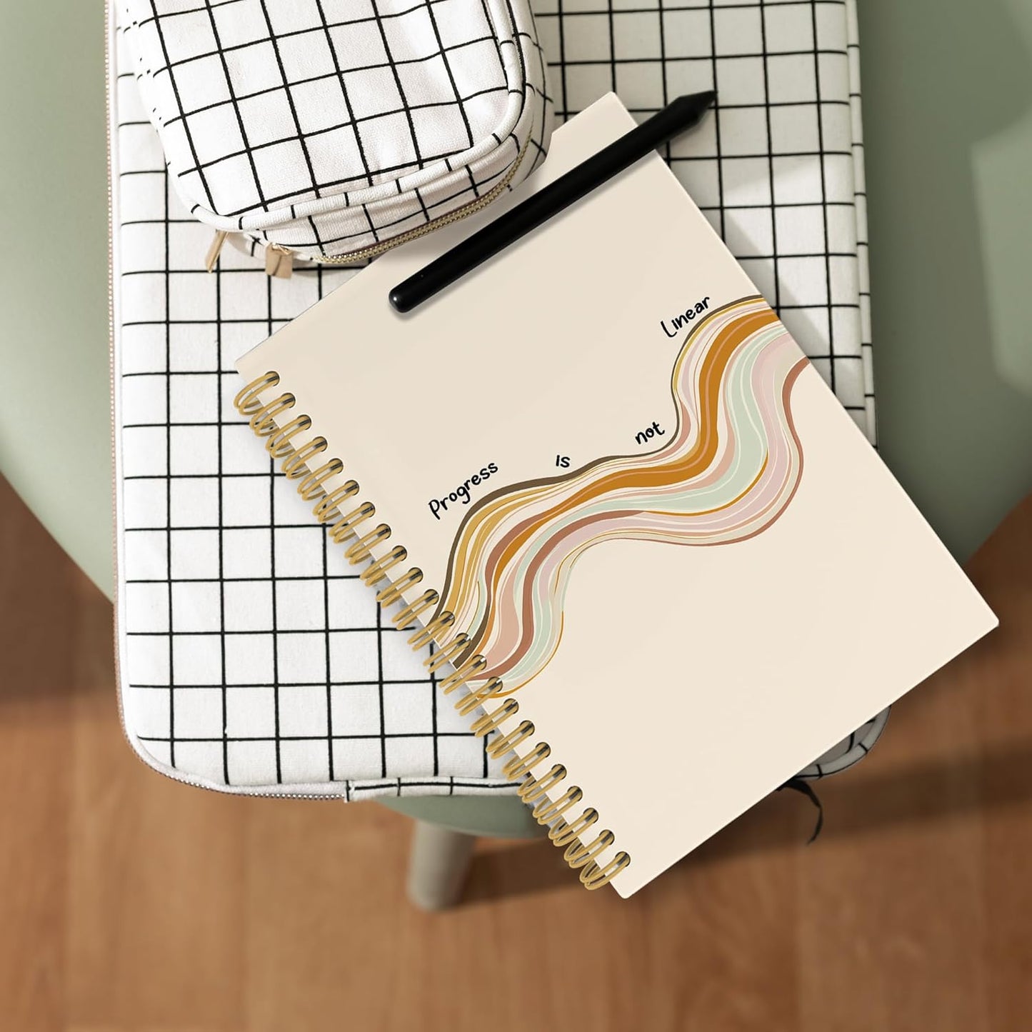 Positive Affirmation Notebook,Therapy Office Gifts, Mental Health School Psychology Counselor Gifts Notebooks, Anxiety Relief Progress Is Not Linear Hardcover Spiral Notebook 5.5x8.7 Inch