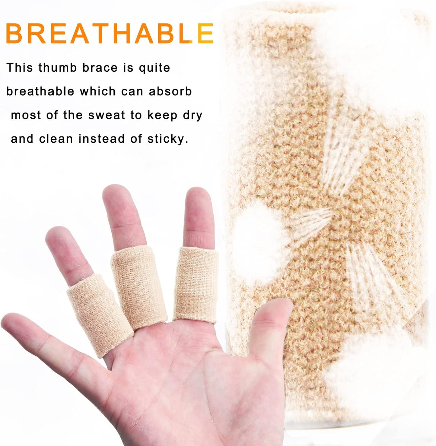 Finger Sleeves , Thumb Splint Brace For Finger Support, Breathable Elastic Finger tape, Compression pression Protector For Reliving Pain, Triggger Finger, Compression Aid For Sports, 10PCS (Beige)