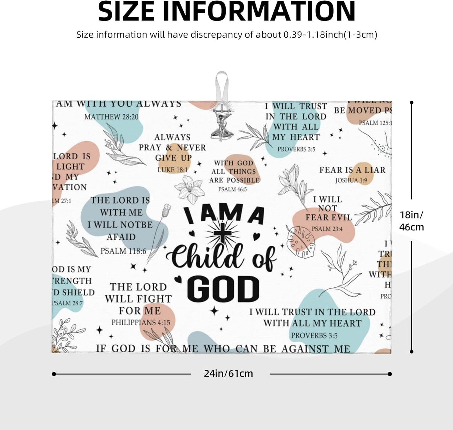 Christian Dish Drying Mat for Kitchen Counter 18"x24", Bible Verse Godmather Dishes Pad Dish Drainer Rack Mats Washable Absorbent Fast Dry, Happy Easter Kitchen Decor