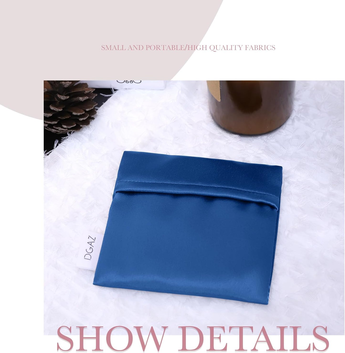 DGAZ Silk Sanitary Napkin Storage Bag, Period Bags for Teen Aged Girls, Portable for Panty Liners/Menstrual Cup/Small Tampons，Mini Makeup Bags for Purse(Blue Jean)