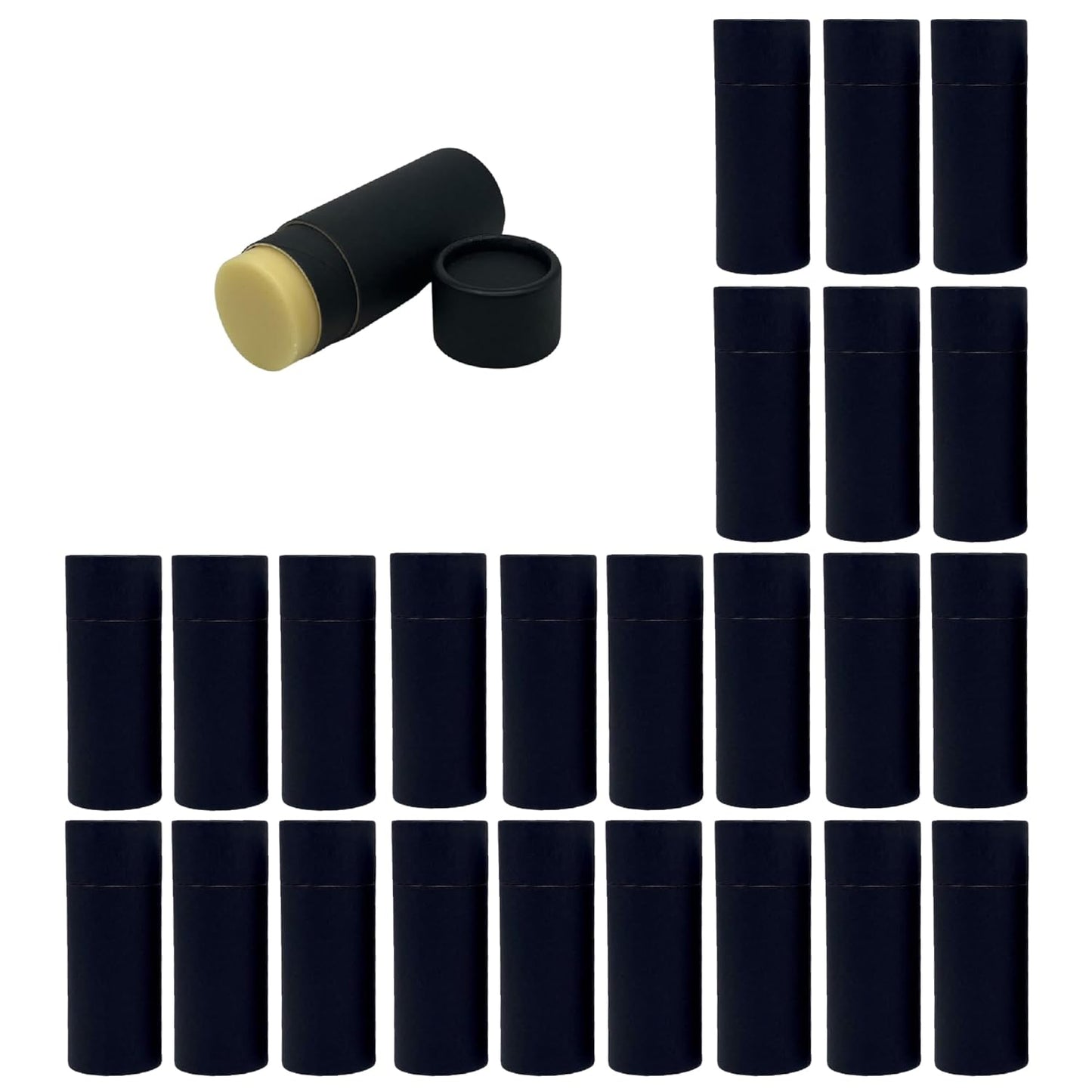 GreenWay 2.5oz / 70g Kraft Paperboard Deodorant Tubes with Lids - 25 Pack Solid Perfume Refillable DIY Cosmetic Containers - Deodorant Containers Lotion Tubes Empty Holder Kraft - Black