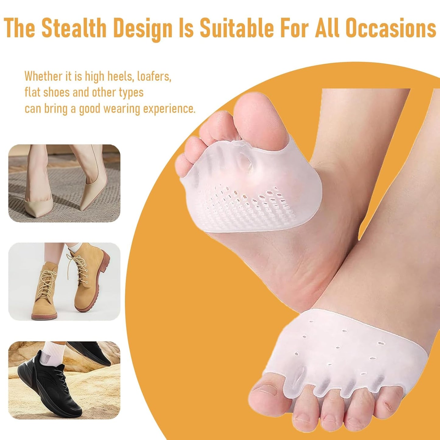 YIKESHU Silicone Toe Separators with 2 Pairs Toe Socks for Women, Toe Straightener, Yoga Toes Toe Separators for Overlapping Toes to Foot Pressure Relief (2pairs toe separators + 2pairs toe socks)