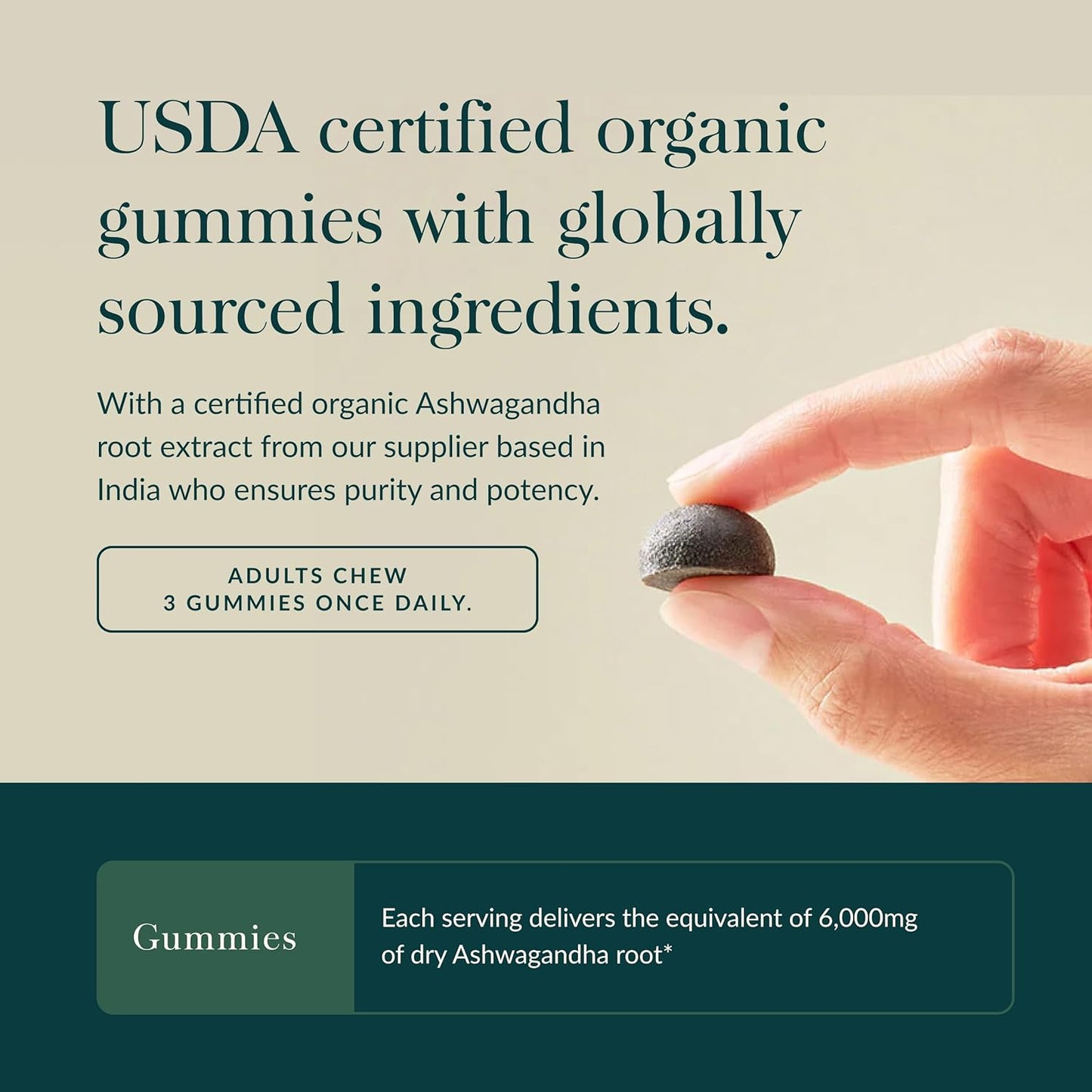 Gaia Herbs Organic Ashwagandha Gummies, Stress Support, Cinnamon, Ginger, Gluten Free, Vegan, 45 Count