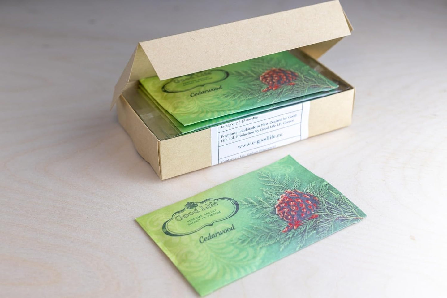 Good Life Cedarwood Scented Sachets | Designed in New Zealand | 12 Sachets