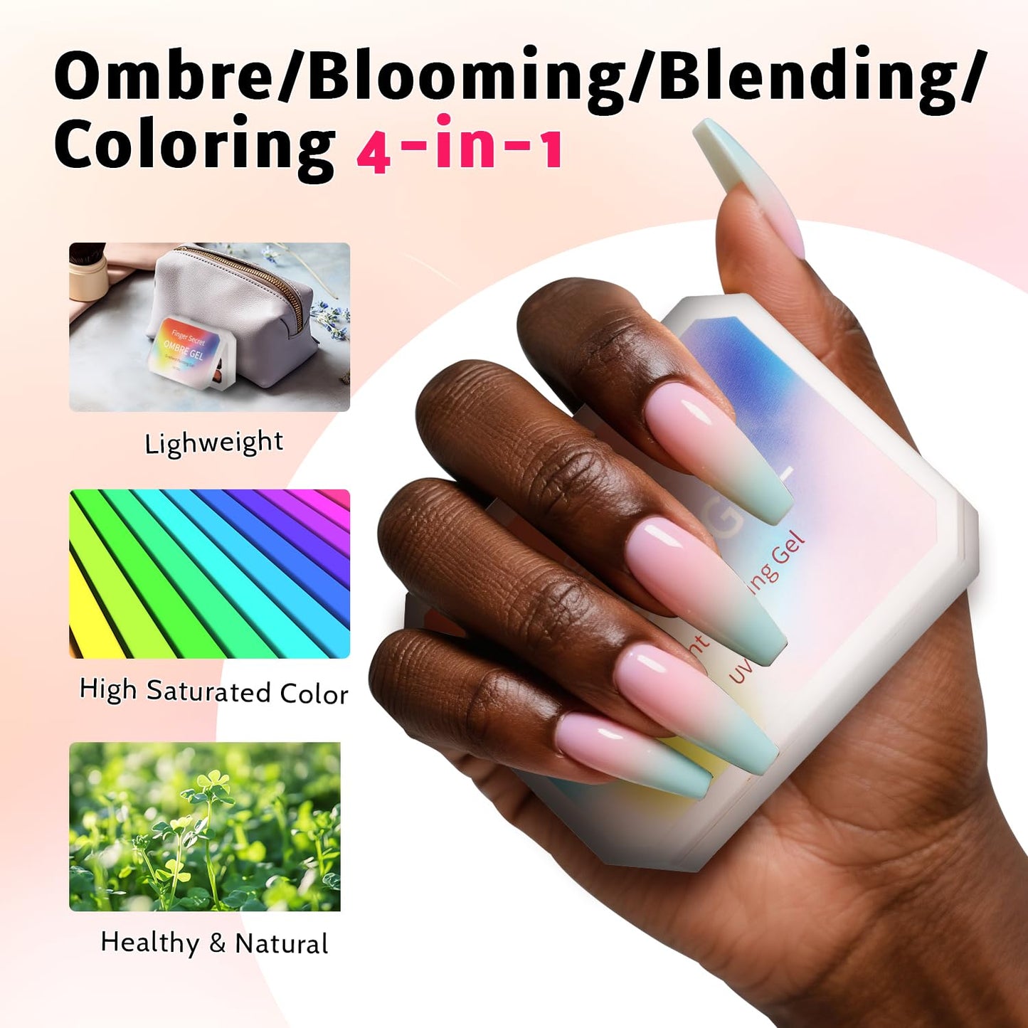 Sponge Pat Paint Nail Gel, Ombre Nails Gradient Gel Nail Blush Blooming Aura Nails Drawing Stripper Floral Painting DIY Nail Art, No Wipe, UV/LED Curing (16 Colors E)