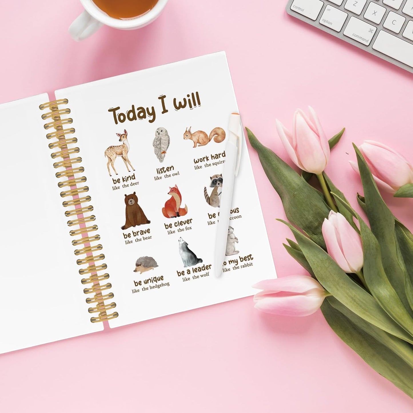 XPH Inspirational Animals Spiral Notebook, Motivational Journaling Notebooks for Note Taking, Animal Hardcover Journal for Writing 160 Pages 5.5 x 8.3 Inch, Positive Affirmation Gifts for Women Men