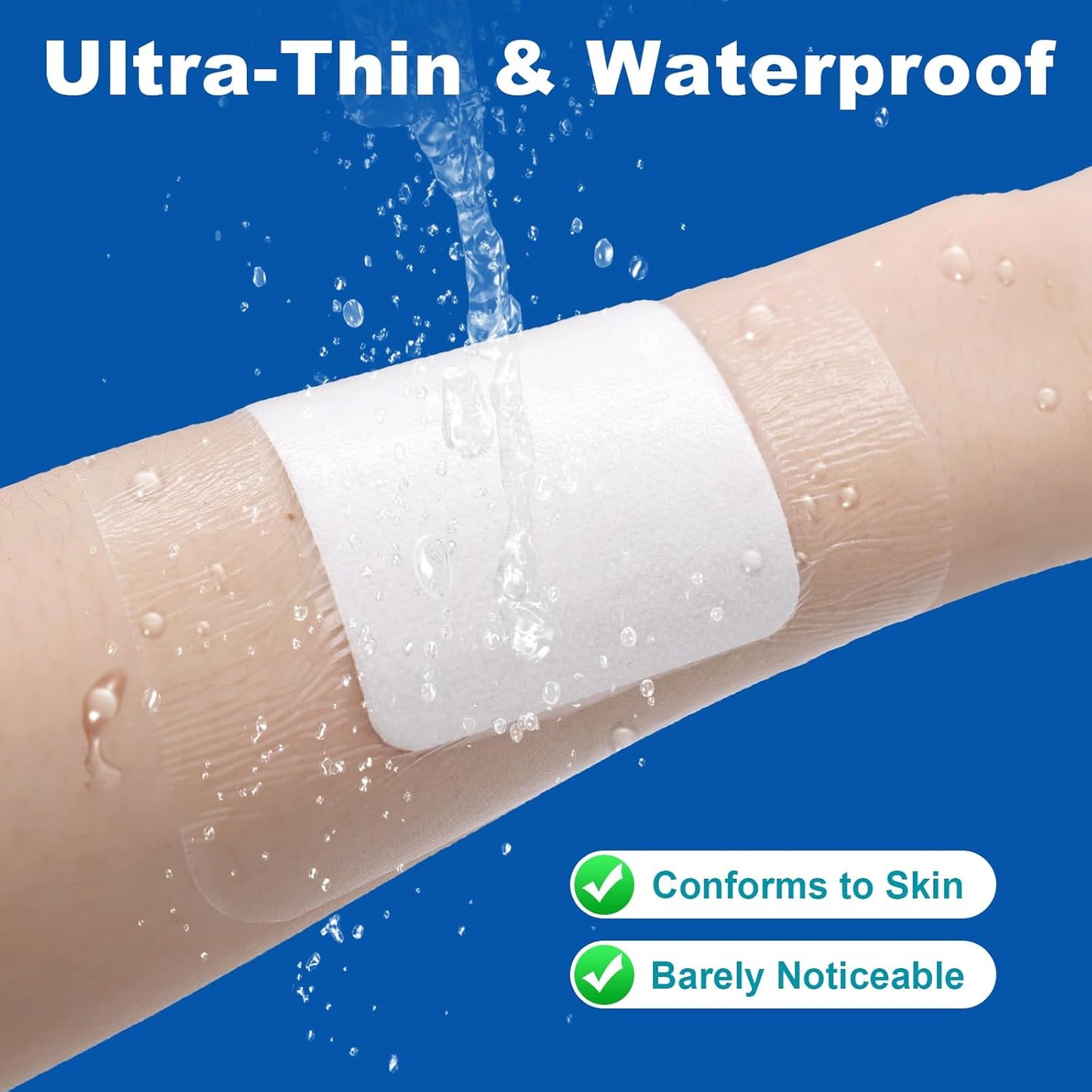 Dimora Waterproof Transparent Film Dressing with Pad, Large Clear Bandage Tape for Wound Care, Adhesive Post Surgical Cover Pad，for IV Shield, Tattoo Aftercare, Shower Protector 4x8 inch 10 Packs