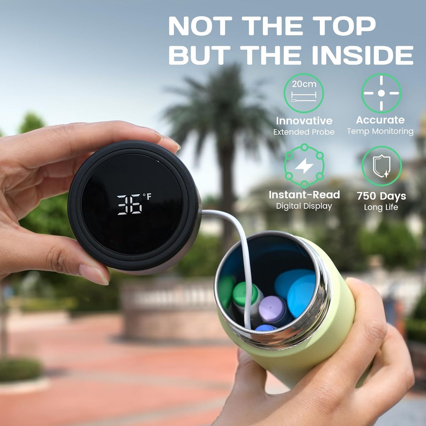 Compact 60H Insulin Cooler Travel Case Temp Display Medication Cooler for Travel Insulated Medicine Cooler Bag TSA Approved Ice Packs Diabetic Cooler with QR Medical Travel Tag（Citron）