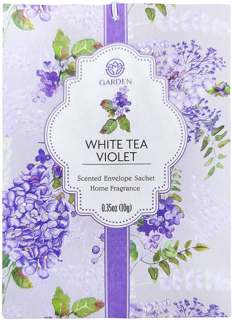 White Tea & Violet Scented Sachets - 12 Pack, Long-Lasting Home Fragrance Sachet Bags, Large Fresh-Scented Packets, Sachets for Drawers and Closets