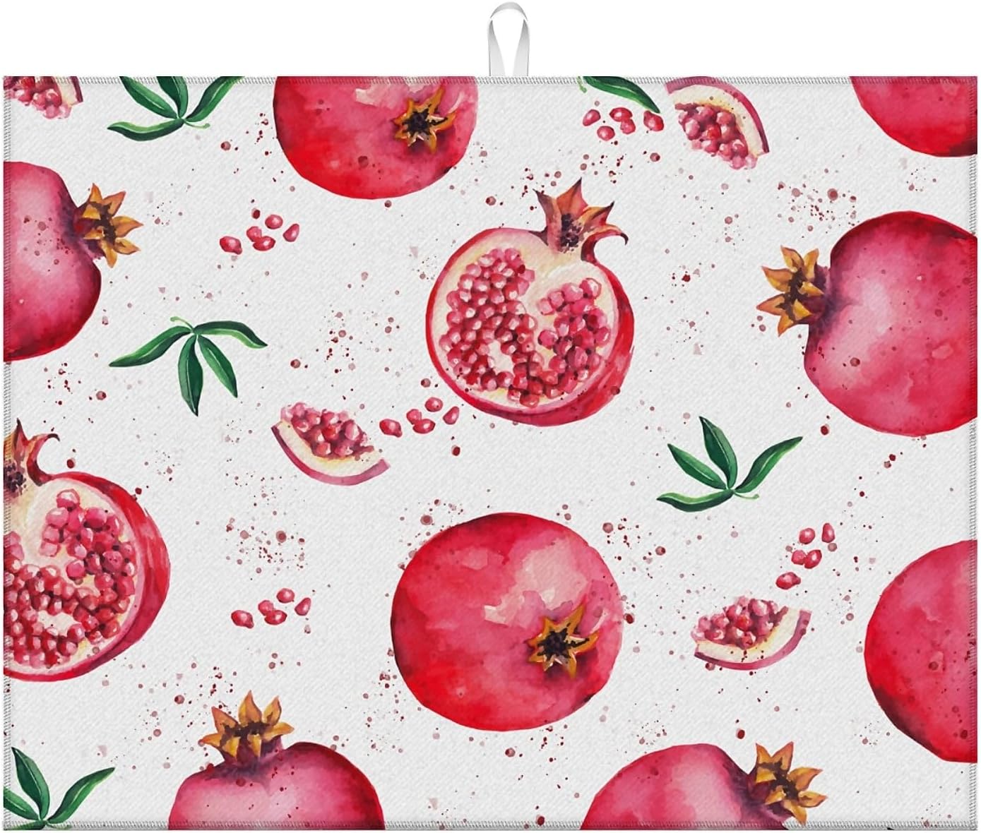 Dish Drying Mat For Kitchen Counter, Red Pomegranate Microfiber Absorbent Dish Drainer Rack Pad Reusable Large 18x24in Drying Mat