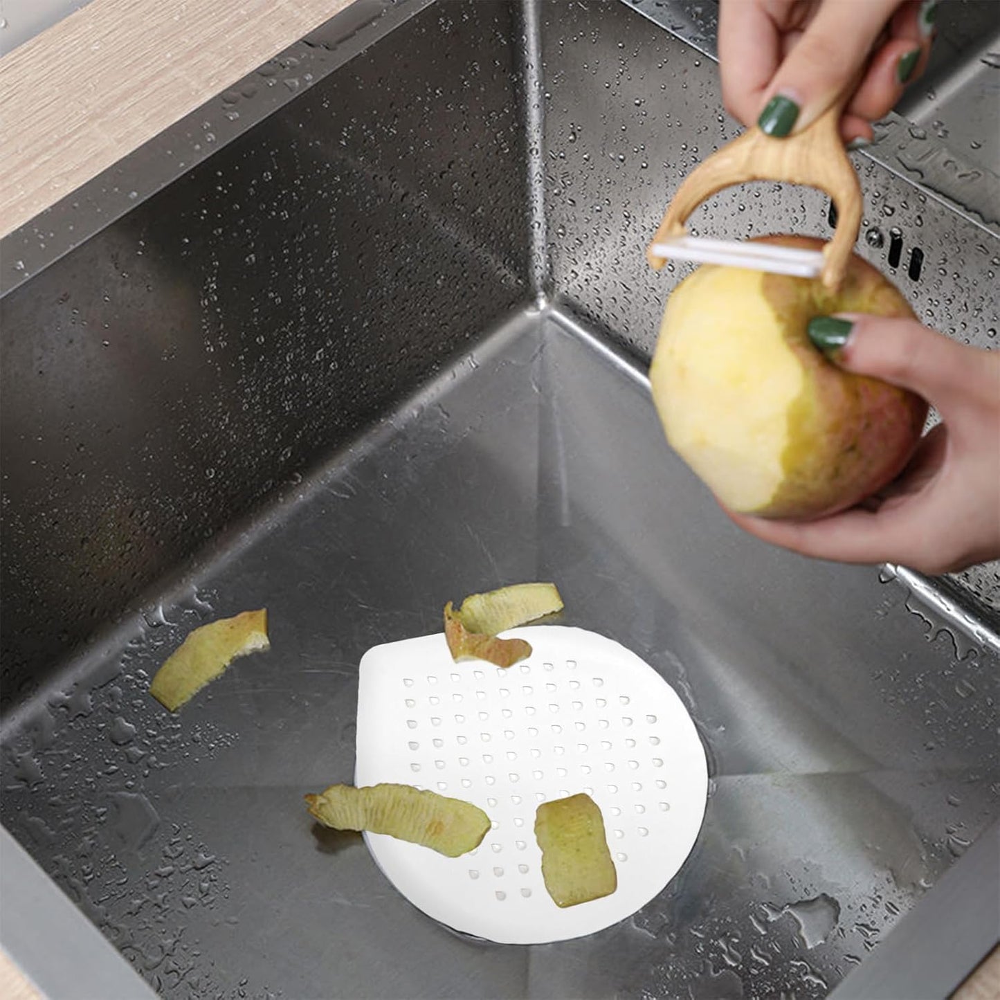 4-Pack Teardrop Silicone Drain Covers Anti-Clog Hair Catcher for Bathroom, Shower Drain Sink Strainer with Suction Cups Effective Hair and Debris Filter