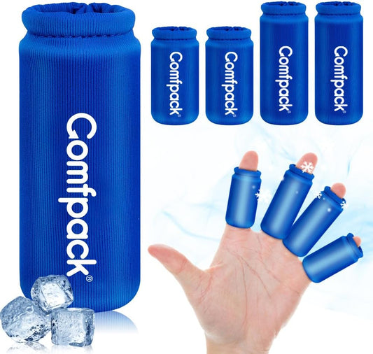 4PCS Finger Sleeves Gel Ice Pack, Finger and Toe Thumb Cold Gel Ice Packs, Reusable Hot Cold Compression Finger Brace Ice Packs for Arthritis, Trigger Finger, Toe Injuries, Gout, Sprain