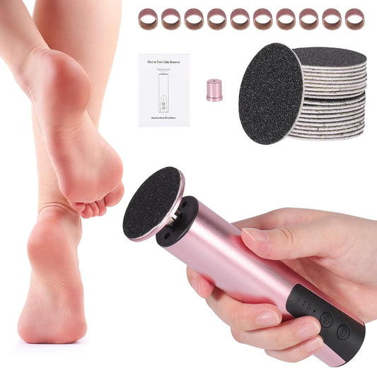 Upgraded Wireless Electric Callus Remover for Feet, 6-Speed 2-in-1 Rechargeable Foot File Callus Remover with USB Charging & 3 Types of Sandpaper, Dead Skin Remover for Dry Cracked Heels (Pink)